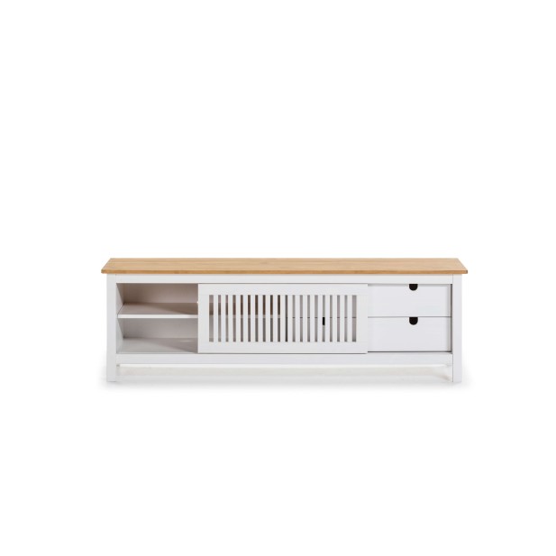Mueble TV OPLYST, Madera Blanca / Natural. Vackart