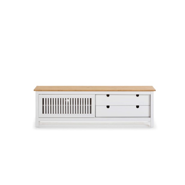 Mueble TV OPLYST, Madera Blanca / Natural. Vackart