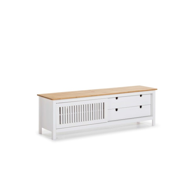 Mueble TV OPLYST, Madera Blanca / Natural. Vackart