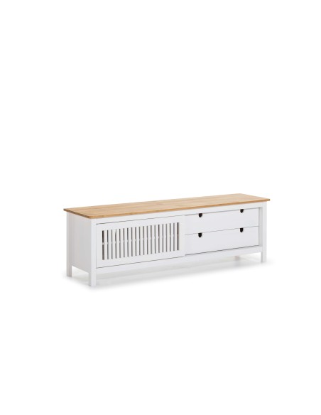 Mueble TV OPLYST, Madera Blanca / Natural. Vackart