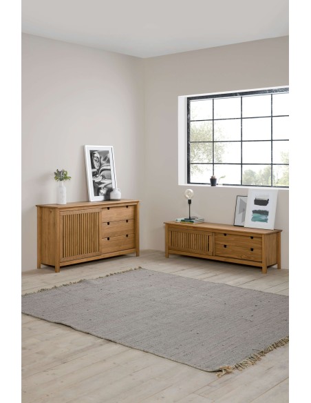 Mueble TV OPLYST, Madera Natural. Vackart