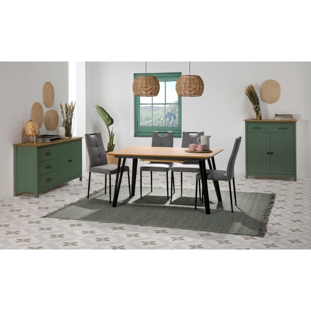 Aparador KOSV 150x80 cm, Madera Verde / Natural. Vackart