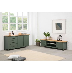 Aparador KOSV 150x80 cm, Madera Verde / Natural. Vackart 2