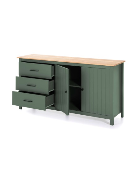 Aparador KOSV 150x80 cm, Madera Verde / Natural. Vackart