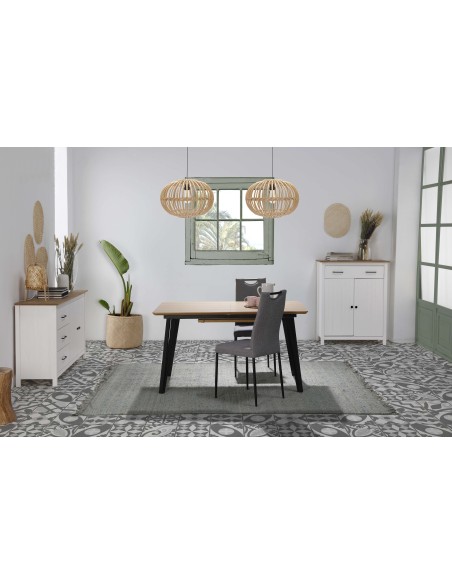 Aparador KOSV 150x80 cm, Madera Blanca / Natural. Vackart