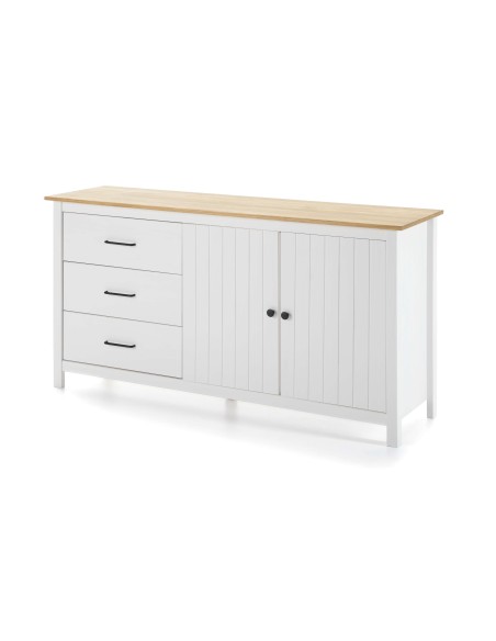 Aparador KOSV 150x80 cm, Madera Blanca / Natural. Vackart