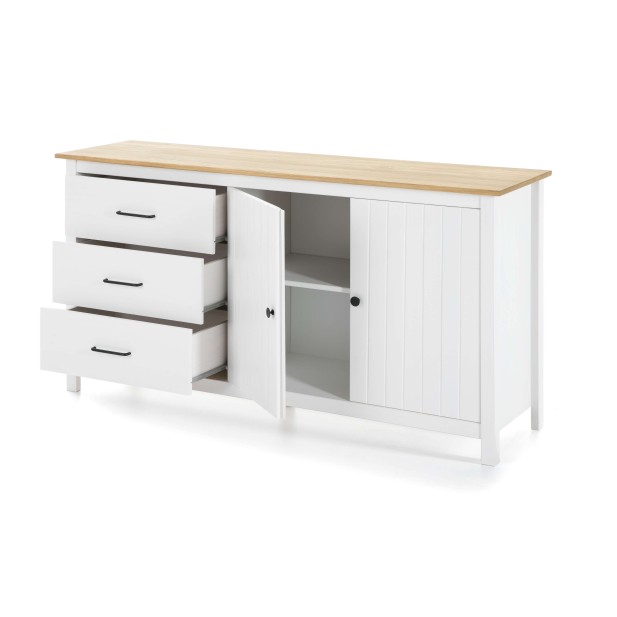 Aparador KOSV 150x80 cm, Madera Blanca / Natural. Vackart Aparador KOSV 150x80 cm, Madera Blanca / Natural. Vackart
