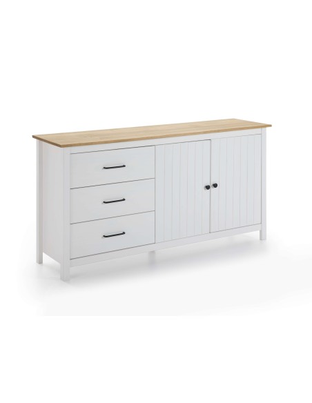Aparador KOSV 150x80 cm, Madera Blanca / Natural. Vackart