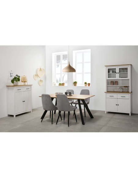 Aparador KOSV 90x110 cm, Madera Blanca / Natural. Vackart