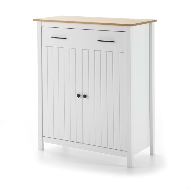 Aparador KOSV 90x110 cm, Madera Blanca / Natural. Vackart