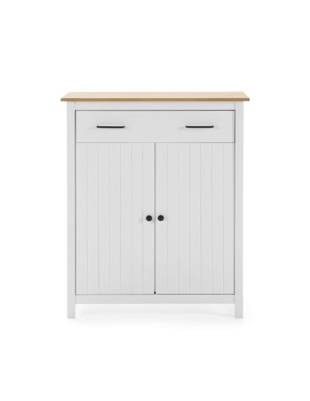 Aparador KOSV 90x110 cm, Madera Blanca / Natural. Vackart