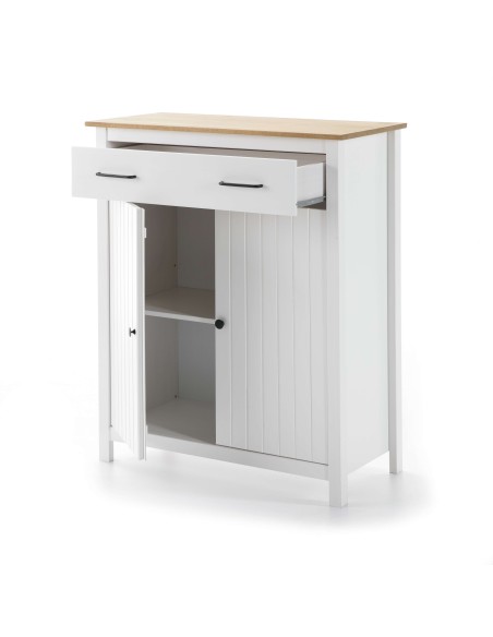 Aparador KOSV 90x110 cm, Madera Blanca / Natural. Vackart