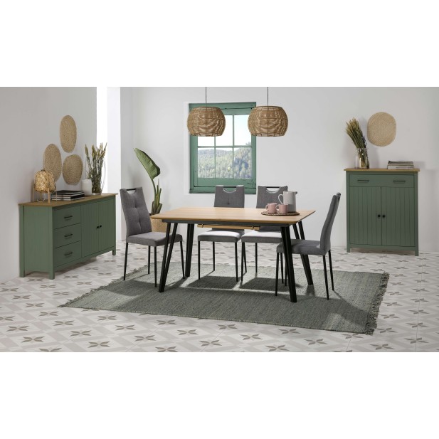 Aparador KOSV 90x110 cm, Madera Verde / Natural. Vackart