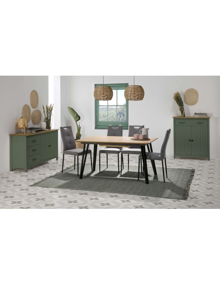 Aparador KOSV 90x110 cm, Madera Verde / Natural. Vackart