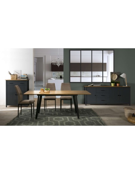 Aparador KOSV 90x110 cm, Madera Azul / Natural. Vackart