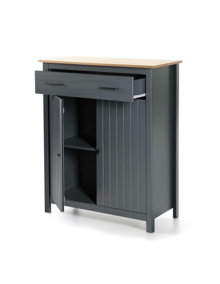 Aparador KOSV 90x110 cm, Madera Azul / Natural. Vackart