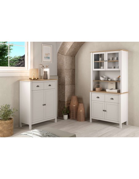 Aparador MARK 180,5 cm Alto, Madera Blanca. Vackart