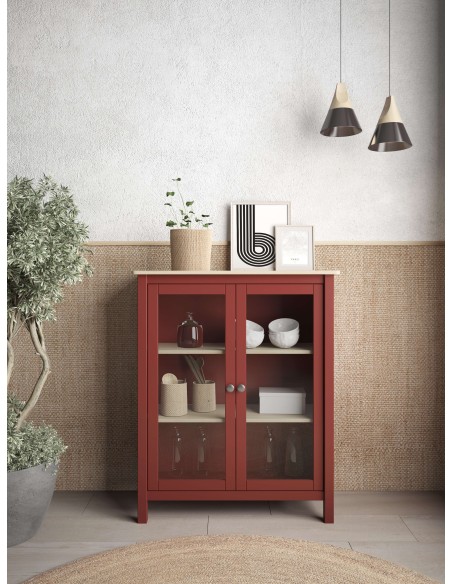 Vitrina MARK, Madera Burdeos / Natural. Vackart