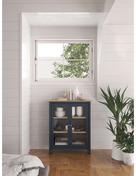 Vitrina MARK, Madera Azul / Natural. Vackart