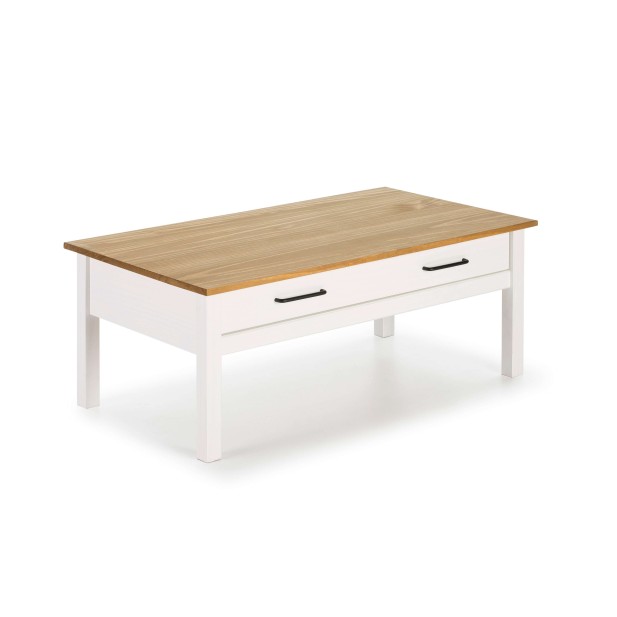 Mesa de Centro KOSV, Madera Blanca / Natural. Vackart