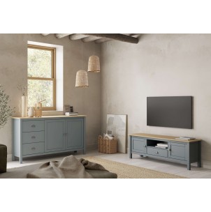 Mueble TV MARK, Madera Verde Caqui / Natural. Vackart 2