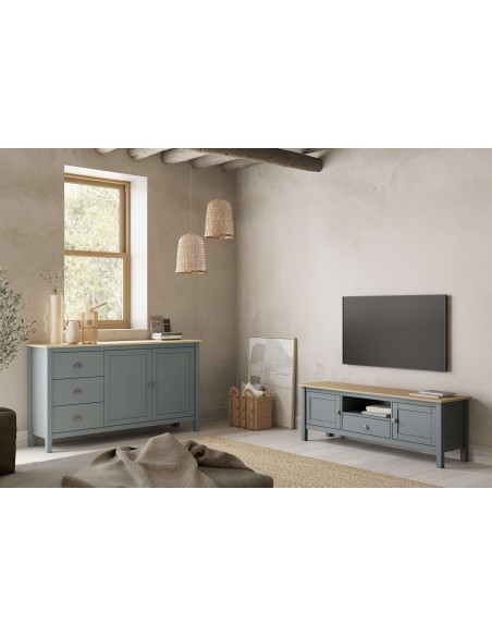 Mueble TV MARK, Madera Verde Caqui / Natural. Vackart