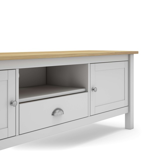 Mueble TV MARK, Madera Blanca / Natural. Vackart