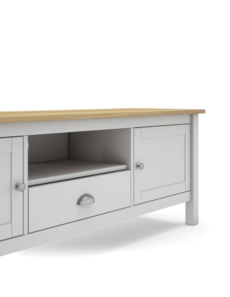 Mueble TV MARK, Madera Blanca / Natural. Vackart