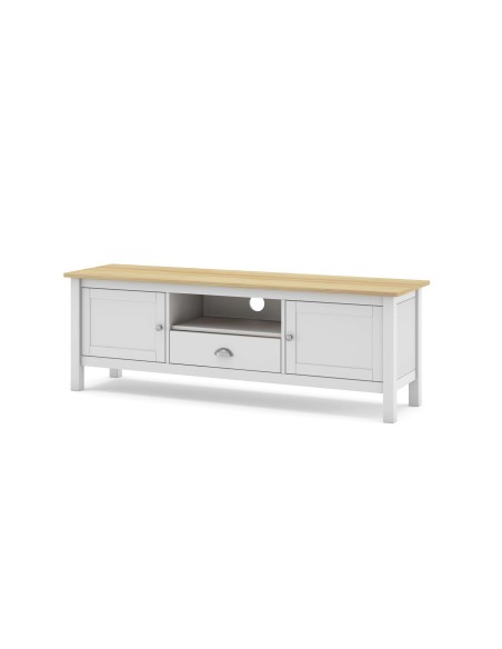 Mueble TV MARK, Madera Blanca / Natural. Vackart