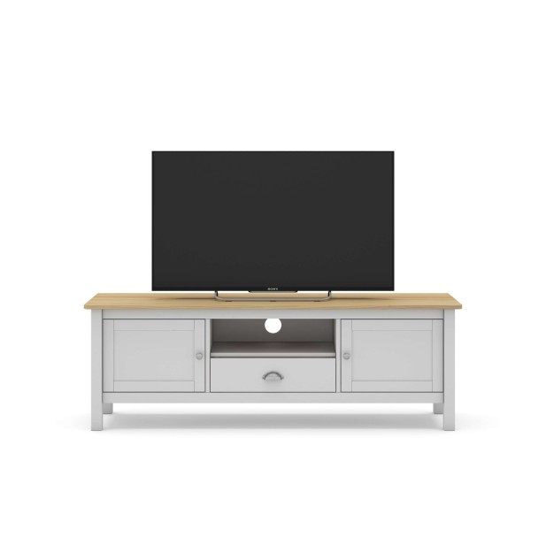 Mueble TV MARK, Madera Blanca / Natural. Vackart