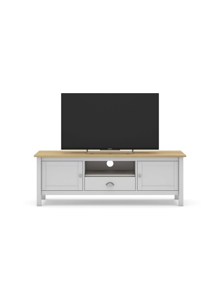 Mueble TV MARK, Madera Blanca / Natural. Vackart