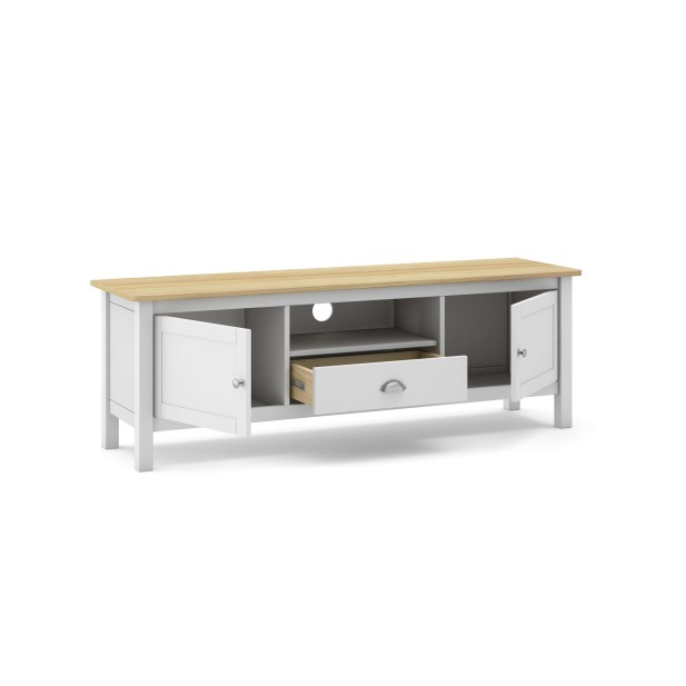 Mueble TV MARK, Madera Blanca / Natural. Vackart