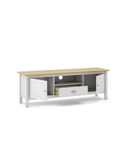 Mueble TV MARK, Madera Blanca / Natural. Vackart