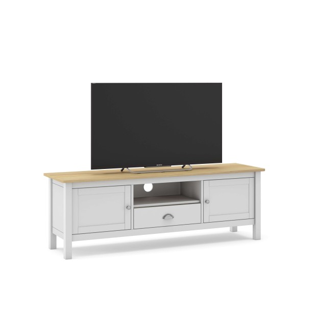 Mueble TV MARK, Madera Blanca / Natural. Vackart