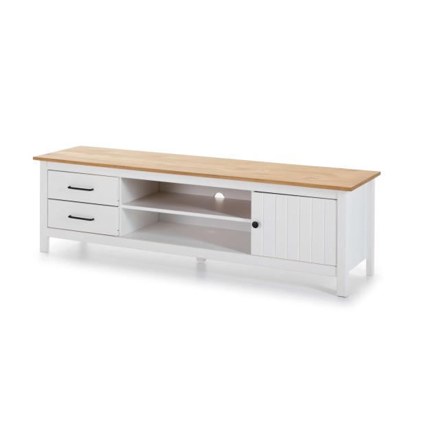 Mueble TV KOSV, Madera Blanca / Natural. Vackart