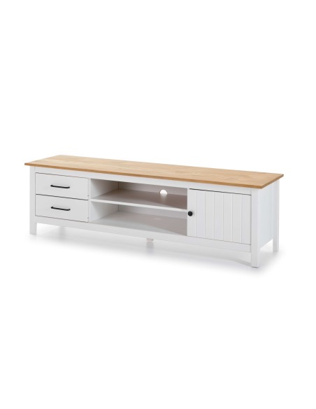 Mueble TV KOSV, Madera Blanca / Natural. Vackart