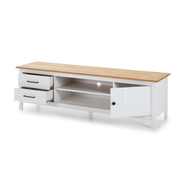 Mueble TV KOSV, Madera Blanca / Natural. Vackart