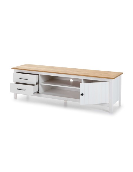 Mueble TV KOSV, Madera Blanca / Natural. Vackart