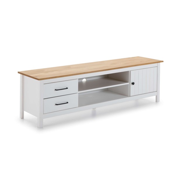 Mueble TV KOSV, Madera Blanca / Natural. Vackart