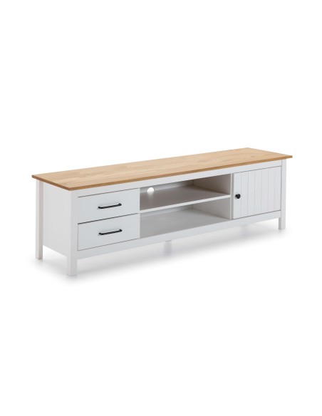 Mueble TV KOSV, Madera Blanca / Natural. Vackart