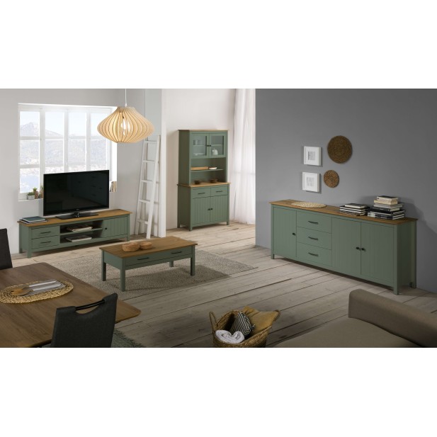 Mueble TV KOSV, Madera Verde / Natural. Vackart