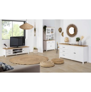 Vitrina Aparador KOSV 90x180 cm, Madera Blanca / Natural. Vackart 2