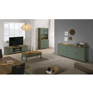 Vitrina Aparador KOSV 90x180 cm, Madera Verde / Natural. Vackart 2