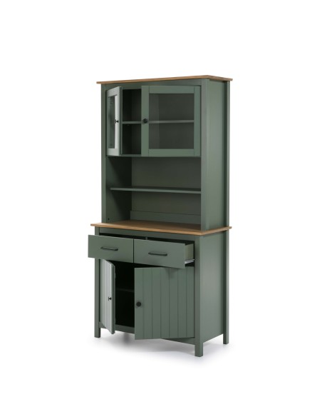 Vitrina Aparador KOSV 90x180 cm, Madera Verde / Natural. Vackart