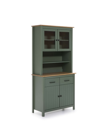 Vitrina Aparador KOSV 90x180 cm, Madera Verde / Natural. Vackart