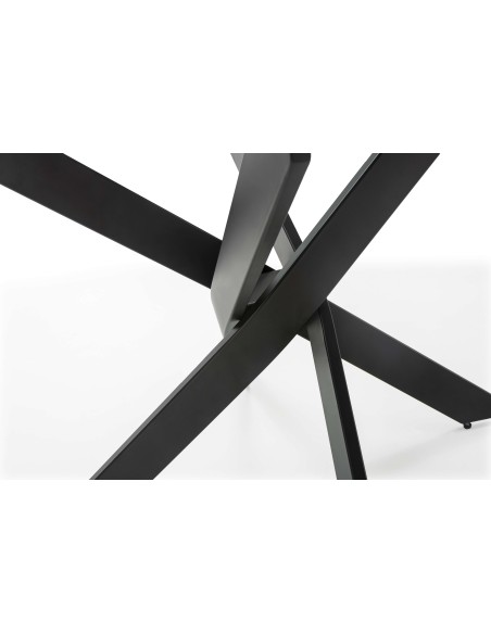 Mesa VIKLET Ø120 cm de Comedor, Metal Negro / Cristal. Vackart