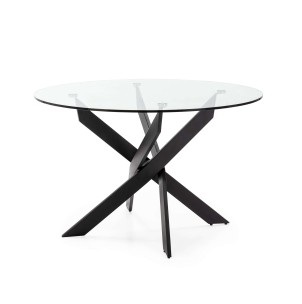Mesa VIKLET Ø120 cm de Comedor, Metal Negro / Cristal - Vackart. Los modernos y más exclusivos muebles de diseño nórdico, solo en Vackart tu tienda de diseño online.