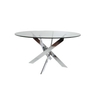 Mesa VIKLET Ø140 cm de Comedor, Metal Cromo / Cristal - Vackart. Los modernos y más exclusivos muebles de diseño nórdico, solo en Vackart tu tienda de diseño online.