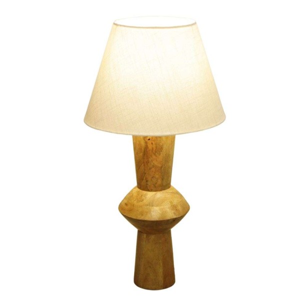 Lámpara de Sobremesa TEMUCO, Madera Maciza Natural. Vackart