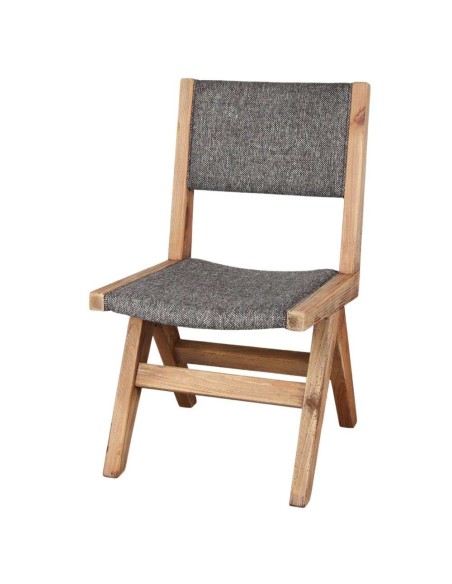 Silla TAMUL, Madera Reciclada / Textil Negro. Vackart